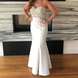 White strapless prom dress